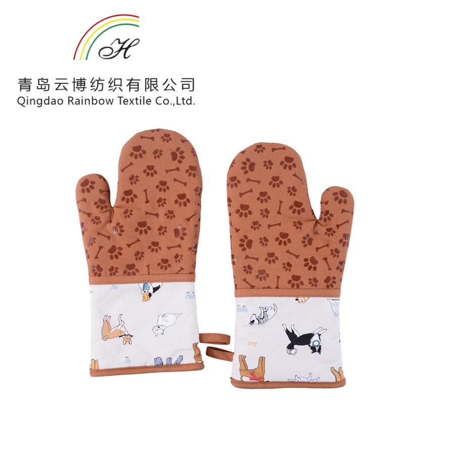 Wholesale Custom Cotton Printing and Silicone Heat Oven Mitt