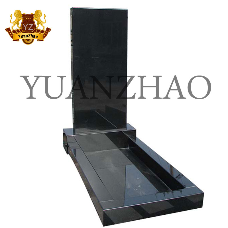 Memorial Gravestone China Black Granite Tombstone Customized Black Stone Russian Granite Monument