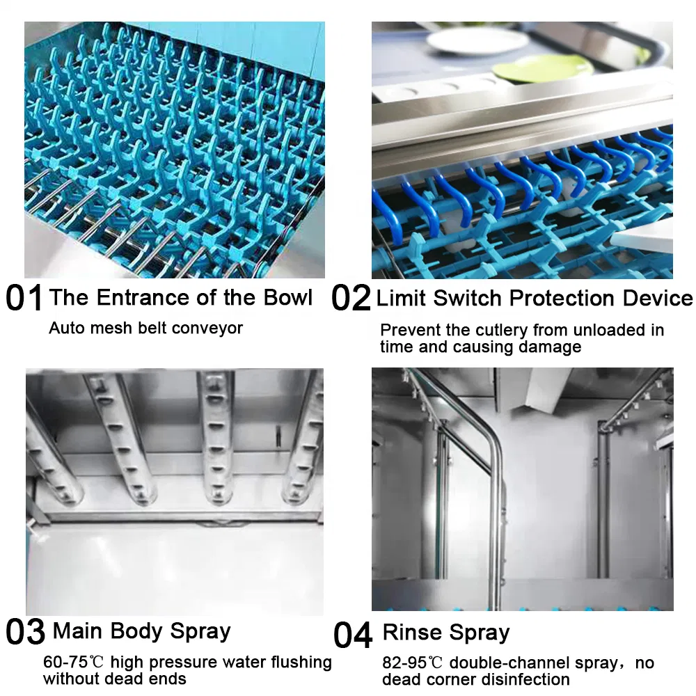 Commercial Conveyor Dishwasher Pass-Through Tunnel Dish Washing Machine for Restaurants & Hotels