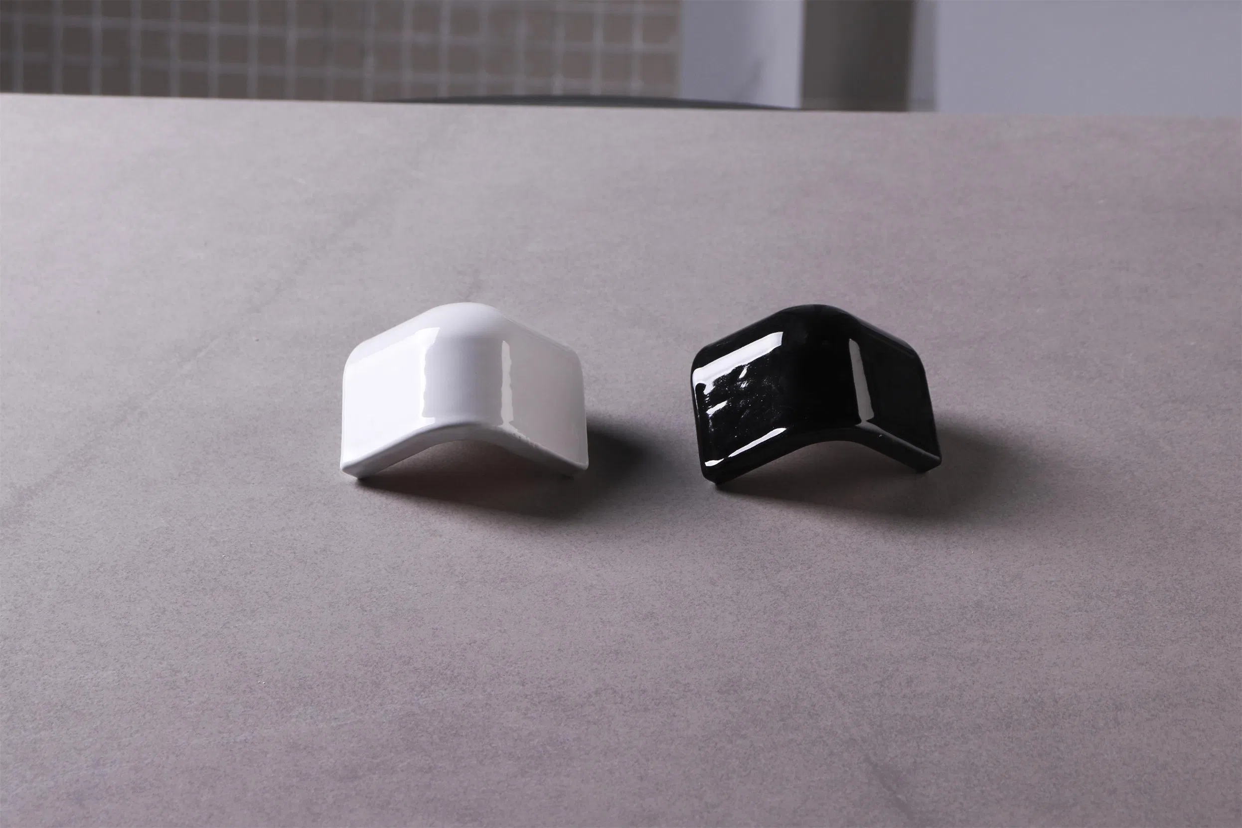 White and Black Ceramic Tile Trim Corner Edge Curved Tile Bullnose