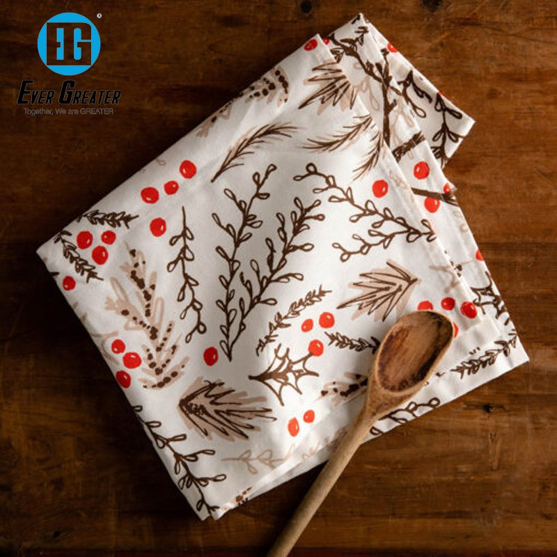 High Quality Custom 100% Cotton Hanging Kitchen Towel Christmas Print Wholesale Ideal Kitchen Towel for Home Dé Cor and Gifts