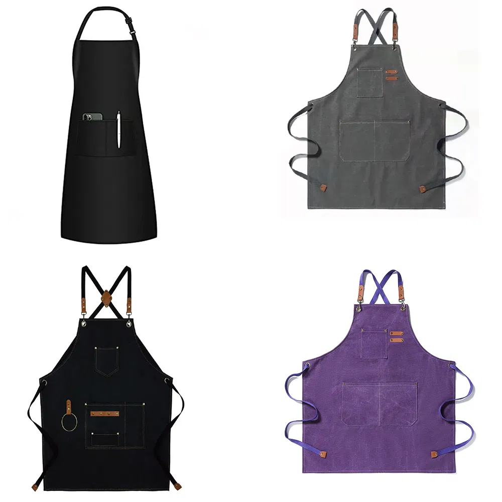 Multi Function and Color Red Black Bluekitchen Cooking Household Accessories Kitchen Apron for Bar Coffee Shop Home Baking with Pockets