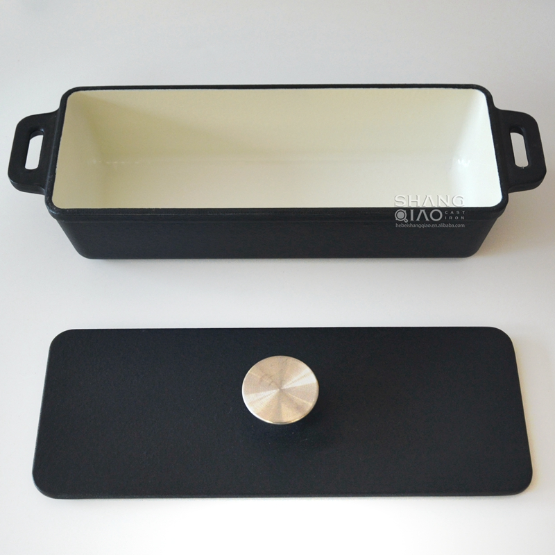 Чугунная форма для выпечки хлеба с крышкой 29x13x8 см