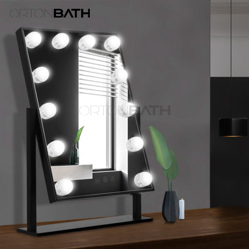 Ortonbath Hollywood Vanity Makeup Mirror with Lights - 9 LED Bulbs, Touch Control, 3 Colors Light, 360° Rotation, Light up Vanity Mirror for Dressing Room