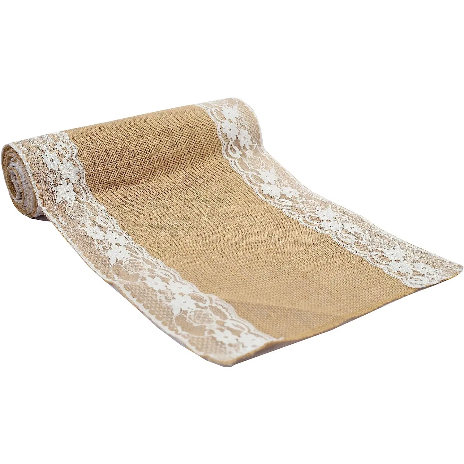 12 Inch Lace Burlap Table Runner Jute Table Cover