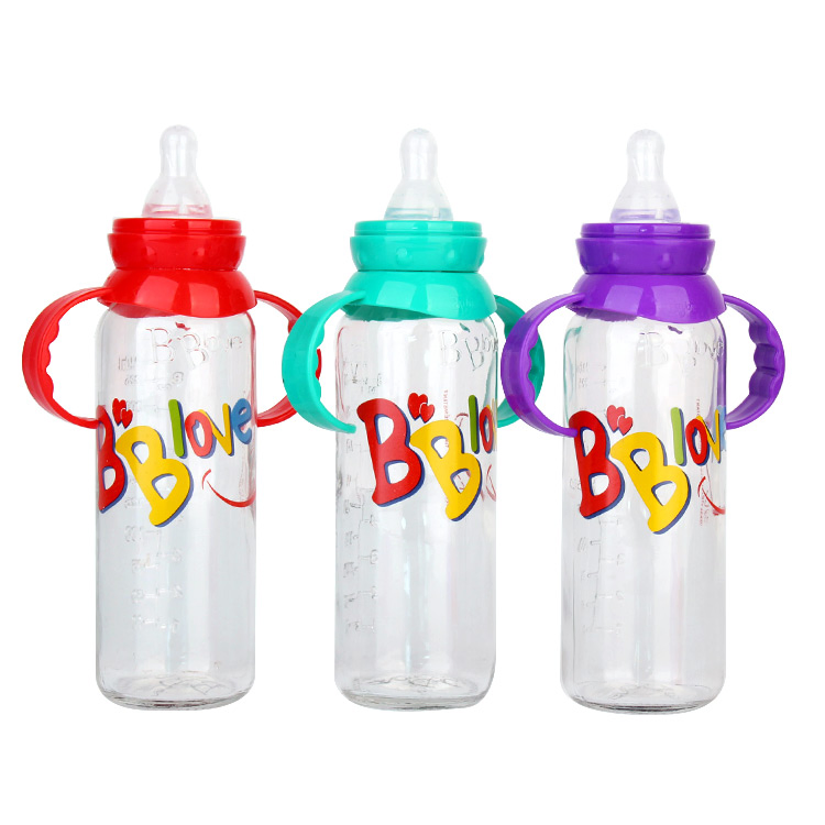240ml Glass Baby Feeding Bottle with Handle for Wholesale