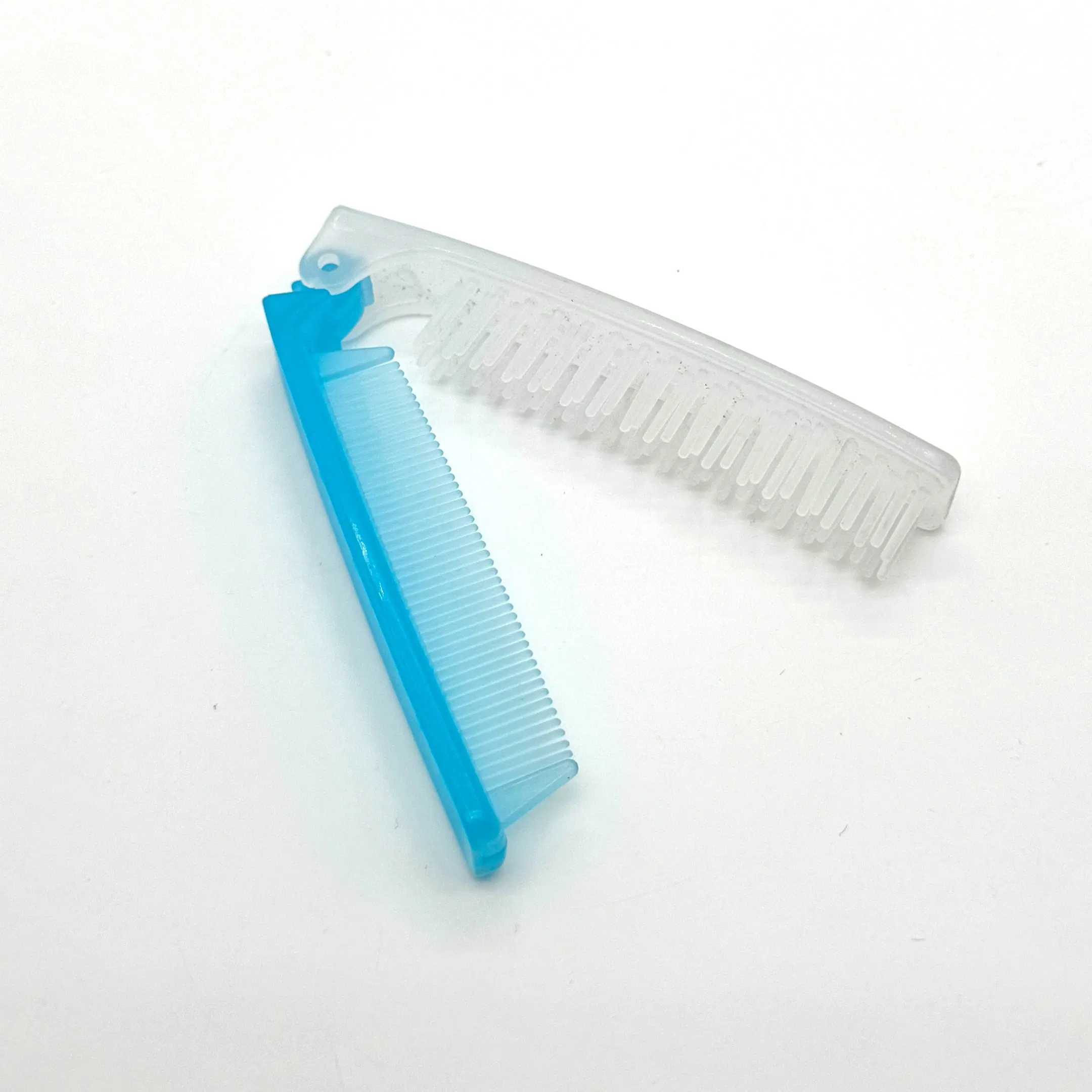 Blue and White Double Toothed Plastic Folding Comb 07