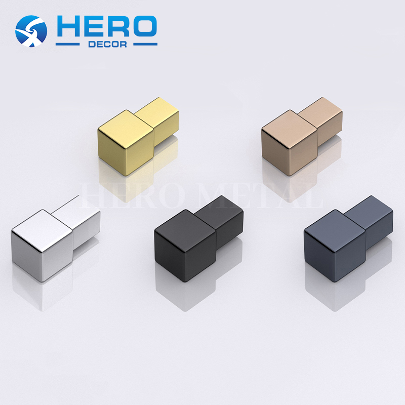 End Caps Matched Tile Trim Aluminum Stainless Steel Hero Metal Moden Luxury Waterproof Wall Edge Square Shape Ceramic Strip Corner Node