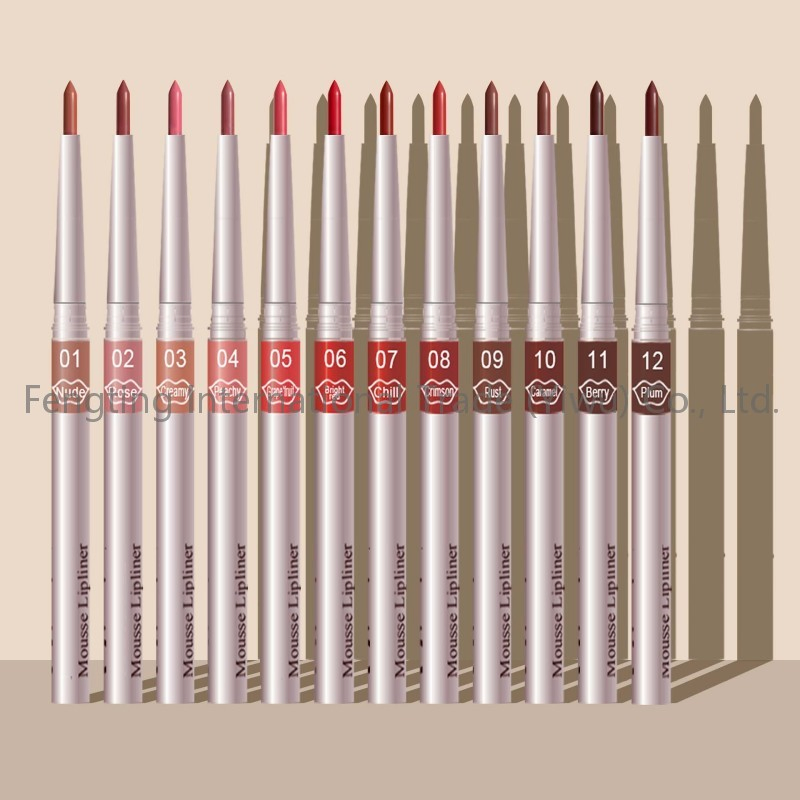 12-Piece Rotating Lip Liner Pen Set Long Wear Matte Lip Pencil Smooth Prone Not Fading Wholesale Makeup Lip Highlighters