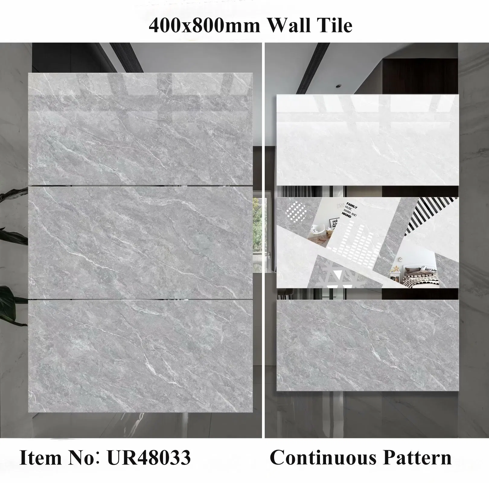 Popular Foshan Home Building Material 400X800mm Glazed Porcelain Ceramic Bathroom Wall Tiles