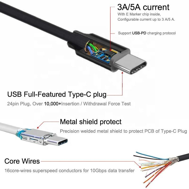 Кабель USB-C 100W PD для быстрой зарядки и передачи данных
