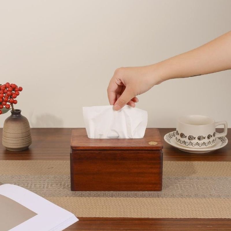 Sleek Wooden Box for Your Kitchen Tissue and Toilet Paper Roll Dispenser