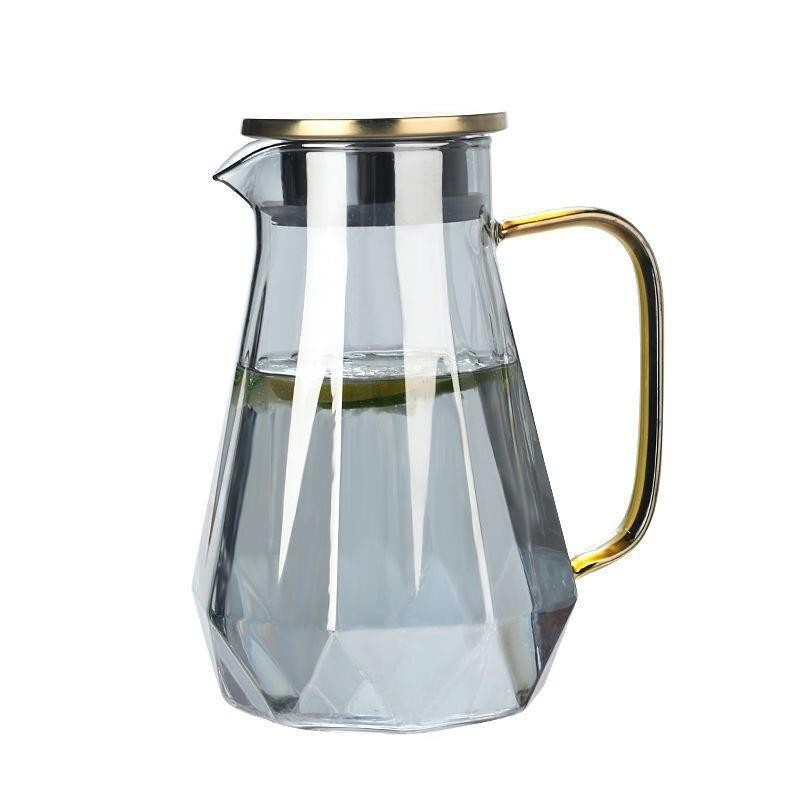 1500ml Hot Selling High Quality Crystal Glass Water Pitcher Set with Stainless Steel Lid