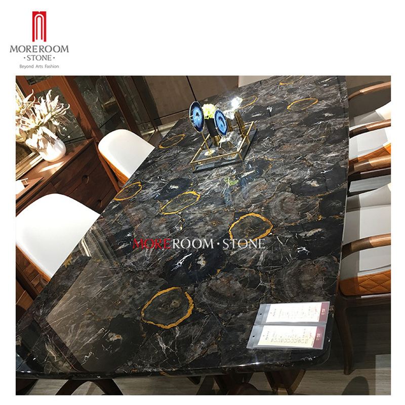 Luxury Dubai Living Room Furniture Semi Precious Stone Azul Bahina Blue Granite Table Top