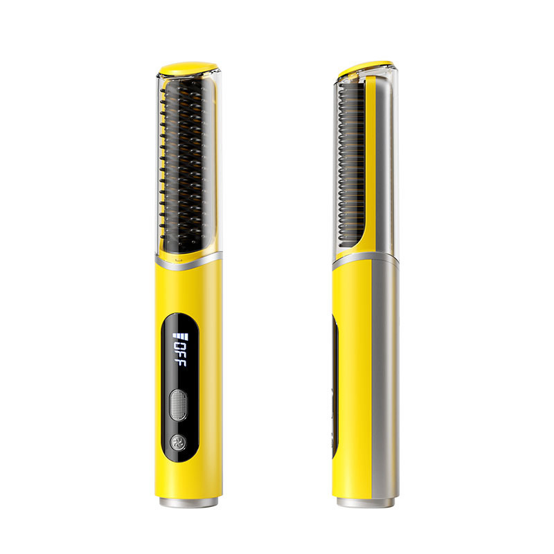 Cross-Border New Wireless Rechargeable Hair Straightening Comb Mini Compact Portable Hair Straightener Negative Ion Does Not Hurt Hair Cold Air Comb