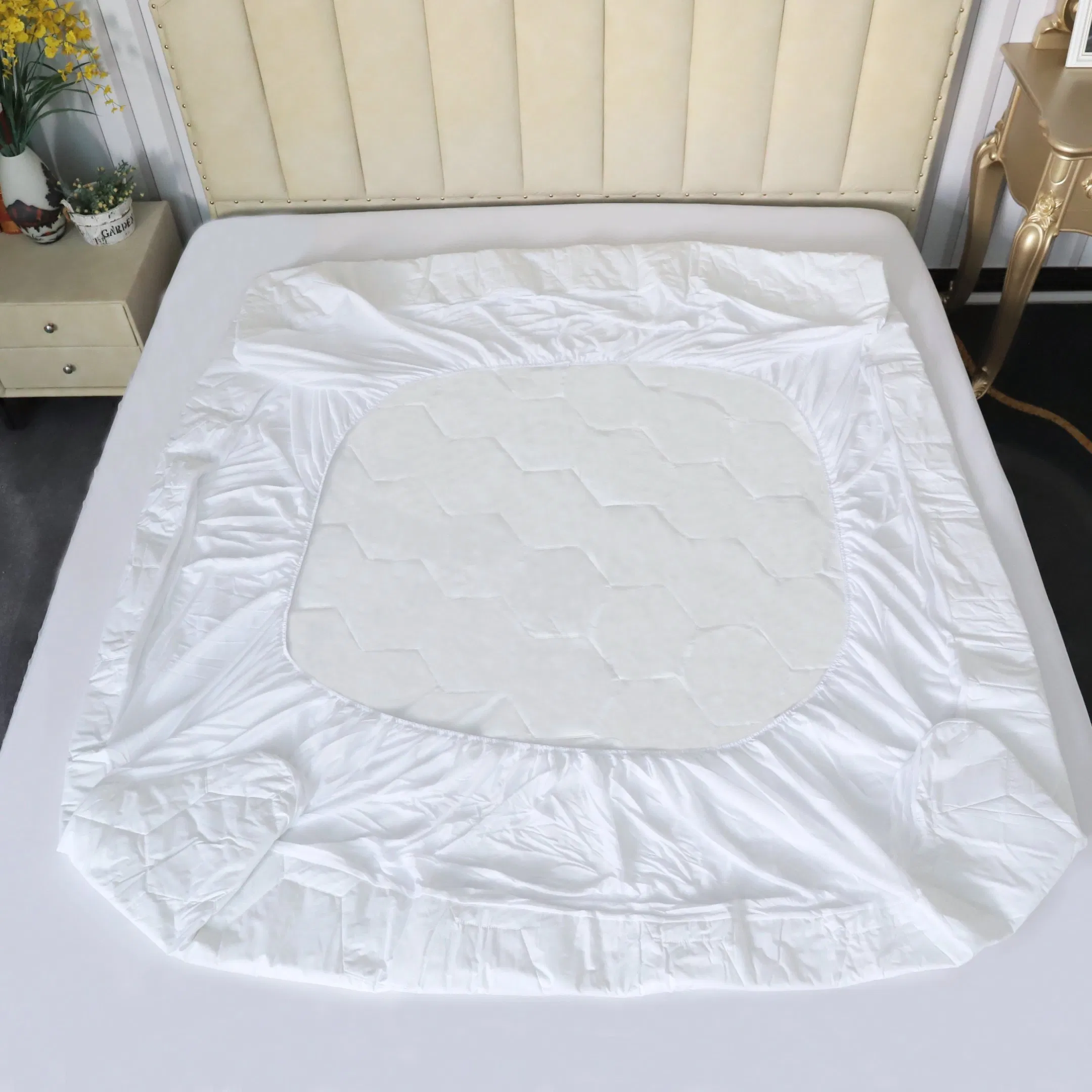 Queen Quilted 100% Cotton Woven Mattress Protector Breathable Waterproof Quiet Soft