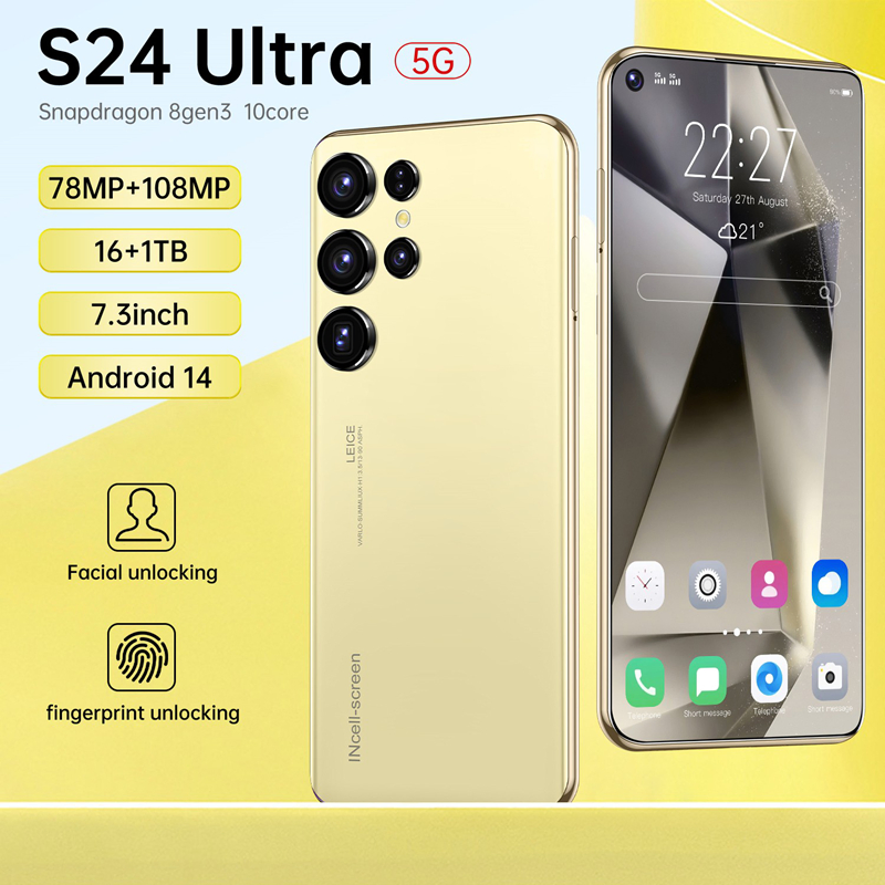 S24ultra Super Performance 16GB RAM 1tb ROM 5g Fast Charging Dual SIM Smartphone