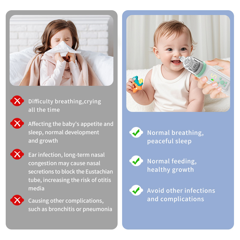 Electric Powerful Nose Aspirator Nasal Cleaner with Music & Light Baby Nose Sucker