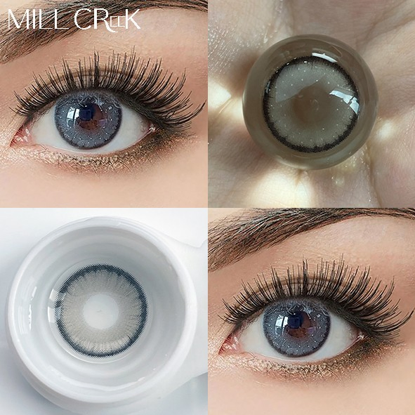 Millcreek OEM Ksseye Meetone Aurora Circle Natural Looking Eye Contacts Lenses Cosmetic Color Contact Lens for Big Eyes Celine Grey Elf Brown