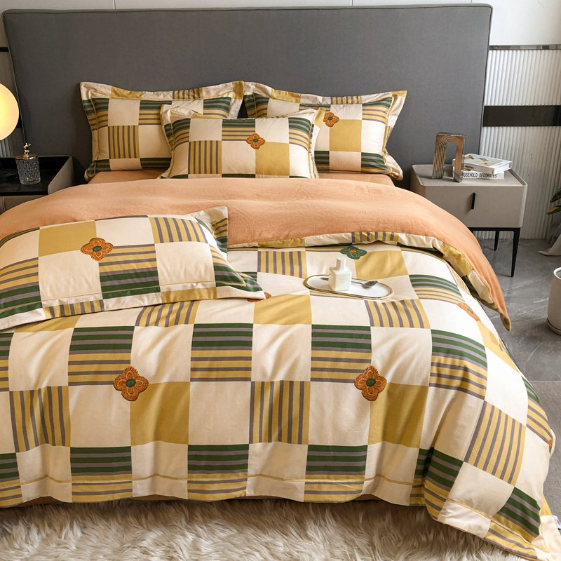 Sabanas Milk Fiber Quilt Cover Cotton Bed Sheet 4 PCS Bed Set