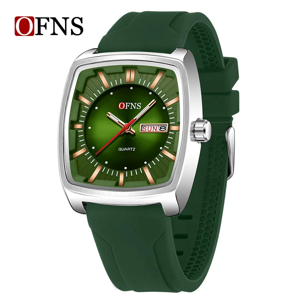 Square Men's Watch Silicone Strap Waterproof Business Wristwatch Luminous Quartz Watch