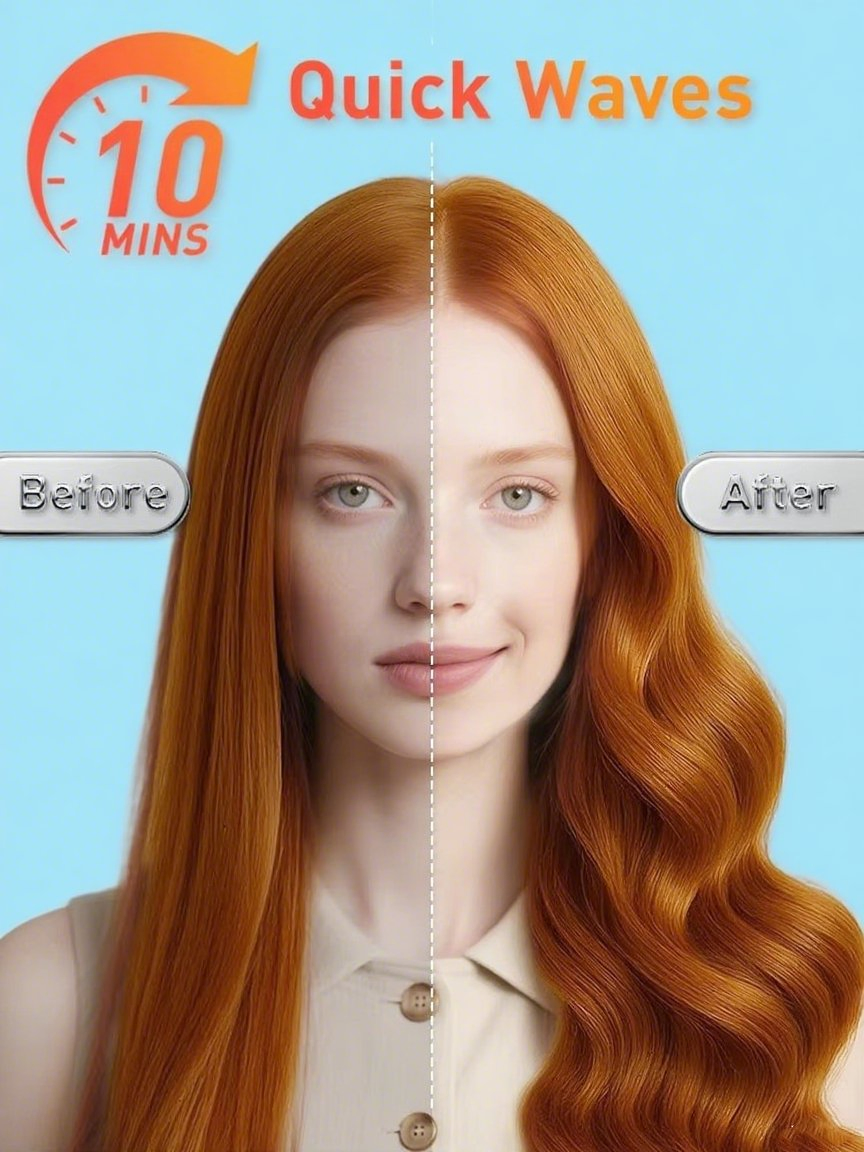 Automatic Rotating Curling Iron Beach Waves Curling Wand Portable Hair Curler Lightweight for Travel