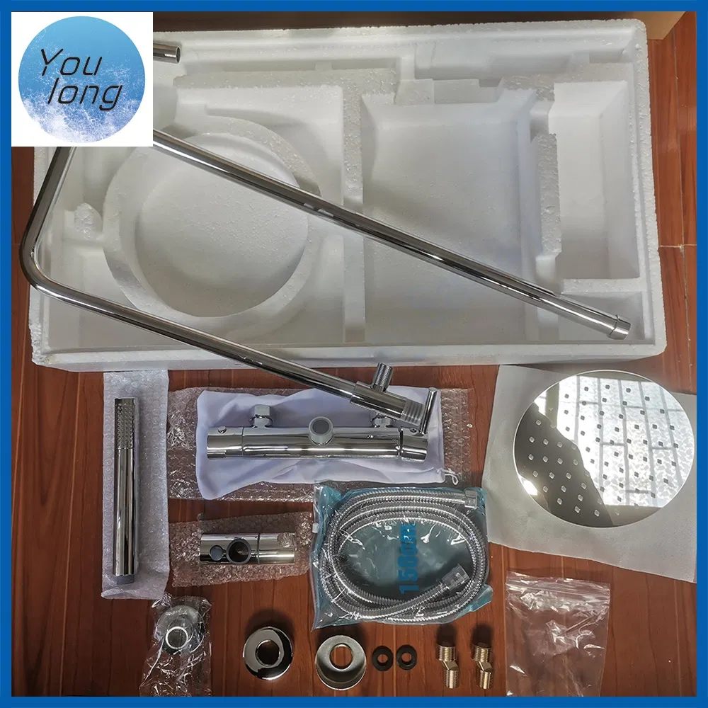 Bath Shower Faucet Set Washroom Brass Rainfall Square Shower Column