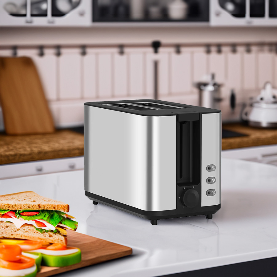 Custom Logo Electric Silver 2 Slice Bun Electric 6 Bread Shade Setting Extra Wide Slot Bread Toaster