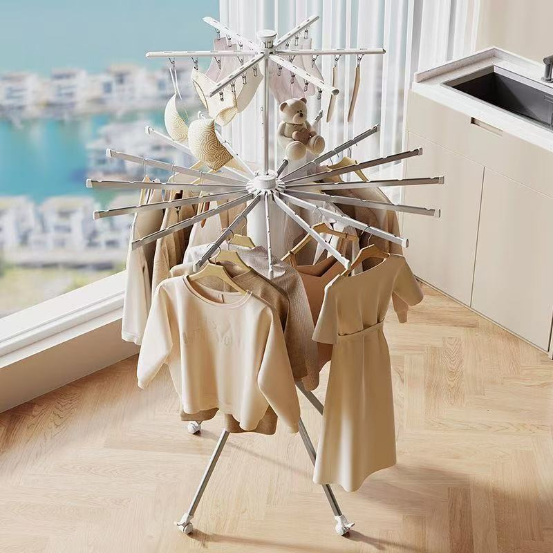 Portable Rotatable Octopus-Shaped Folding Clothes Drying Rack for Home Balconies