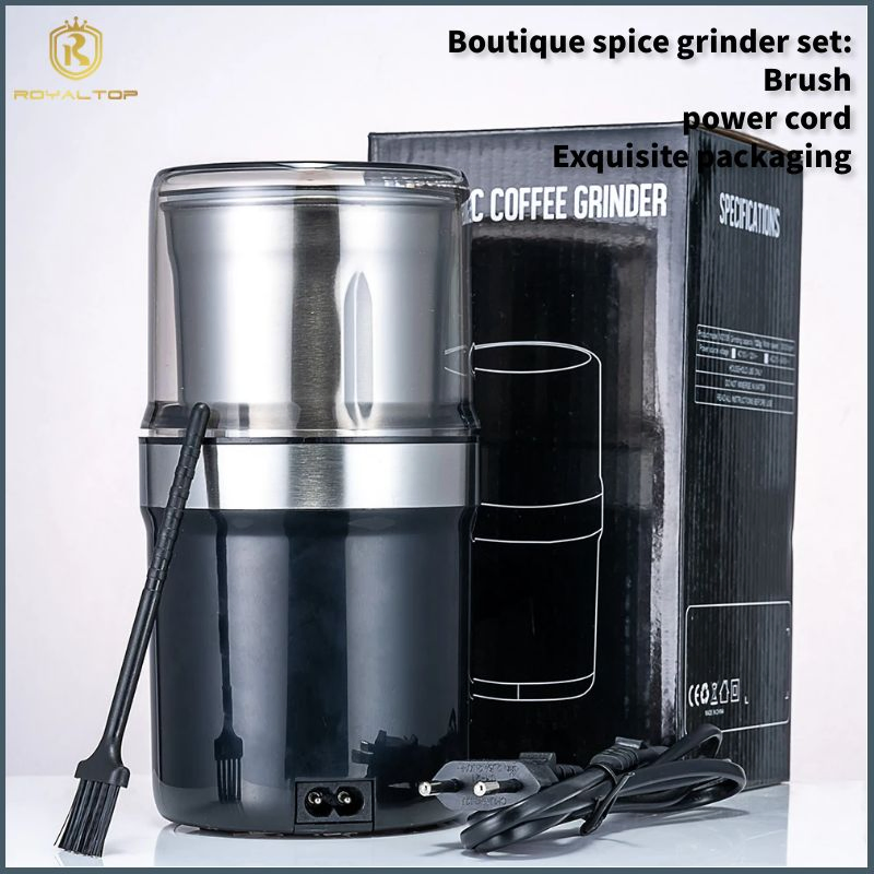 Commercial 300W Adjustable Coffee Grinder Machine 100g Coffee Bean Electric Grinder Set with Removable Stainless Steel Bowl
