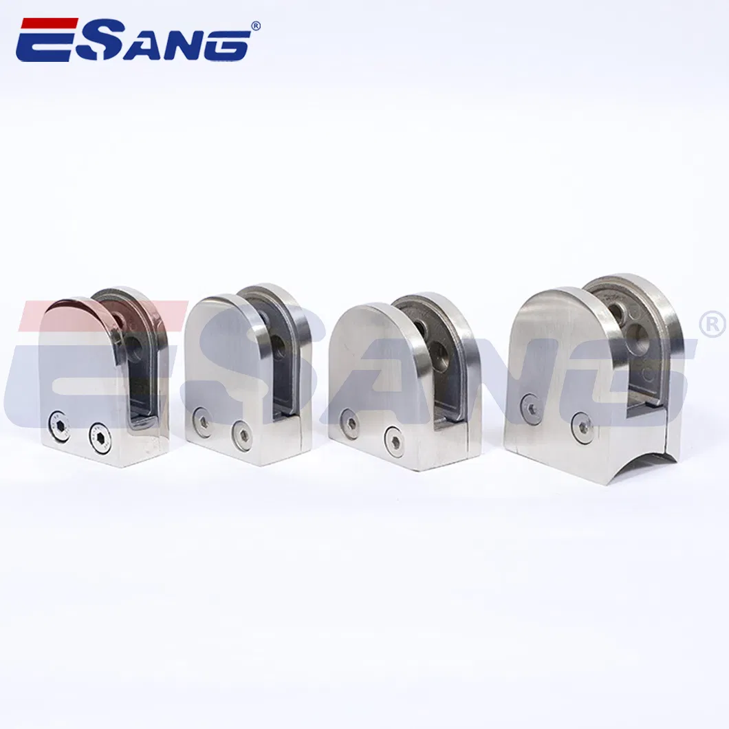 Esang Restaurant Stair Handrail Satin Stainless Steel Glass to Wall Round Glass Clamp