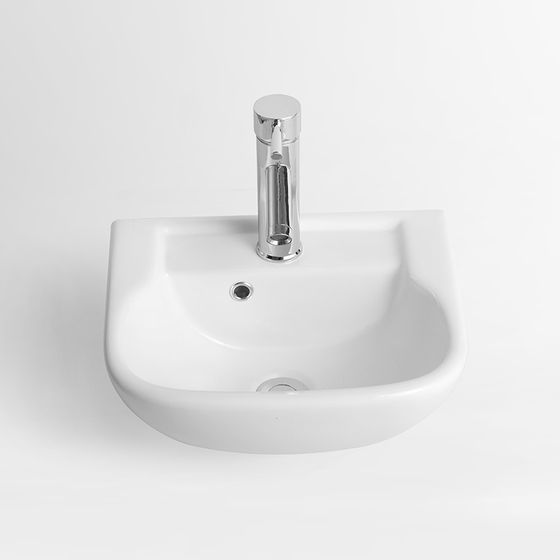 Chaozhou Popular Design Sanitary Ware Wall Hung Half Pedestal Bathroom Wash Hand Cheap Ceramic Sink Basin