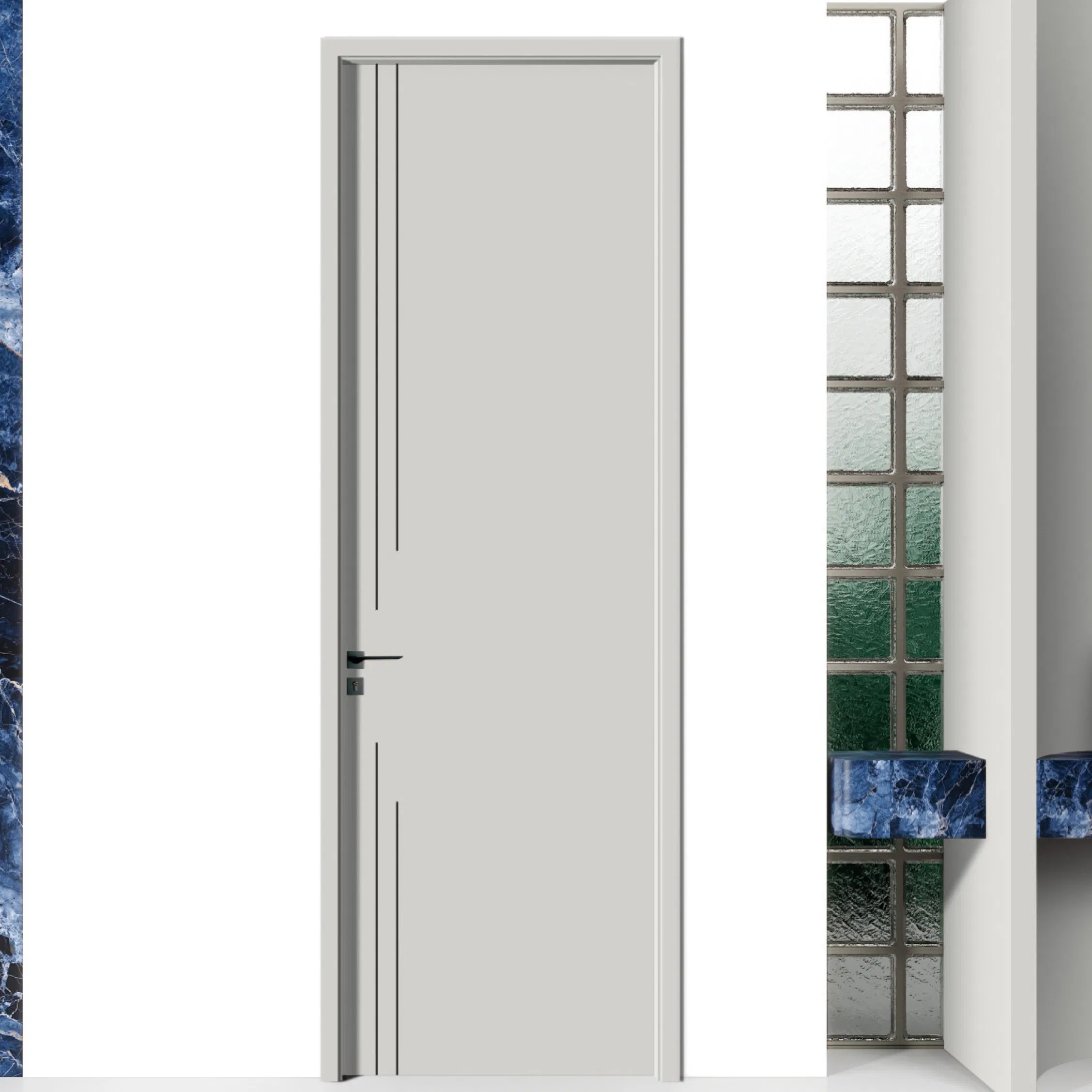 21. Custom Premium Elegant Interior Wooden PVC Security WPC Door Solid Wood Entrance for Luxury Brand Homes Boutiques