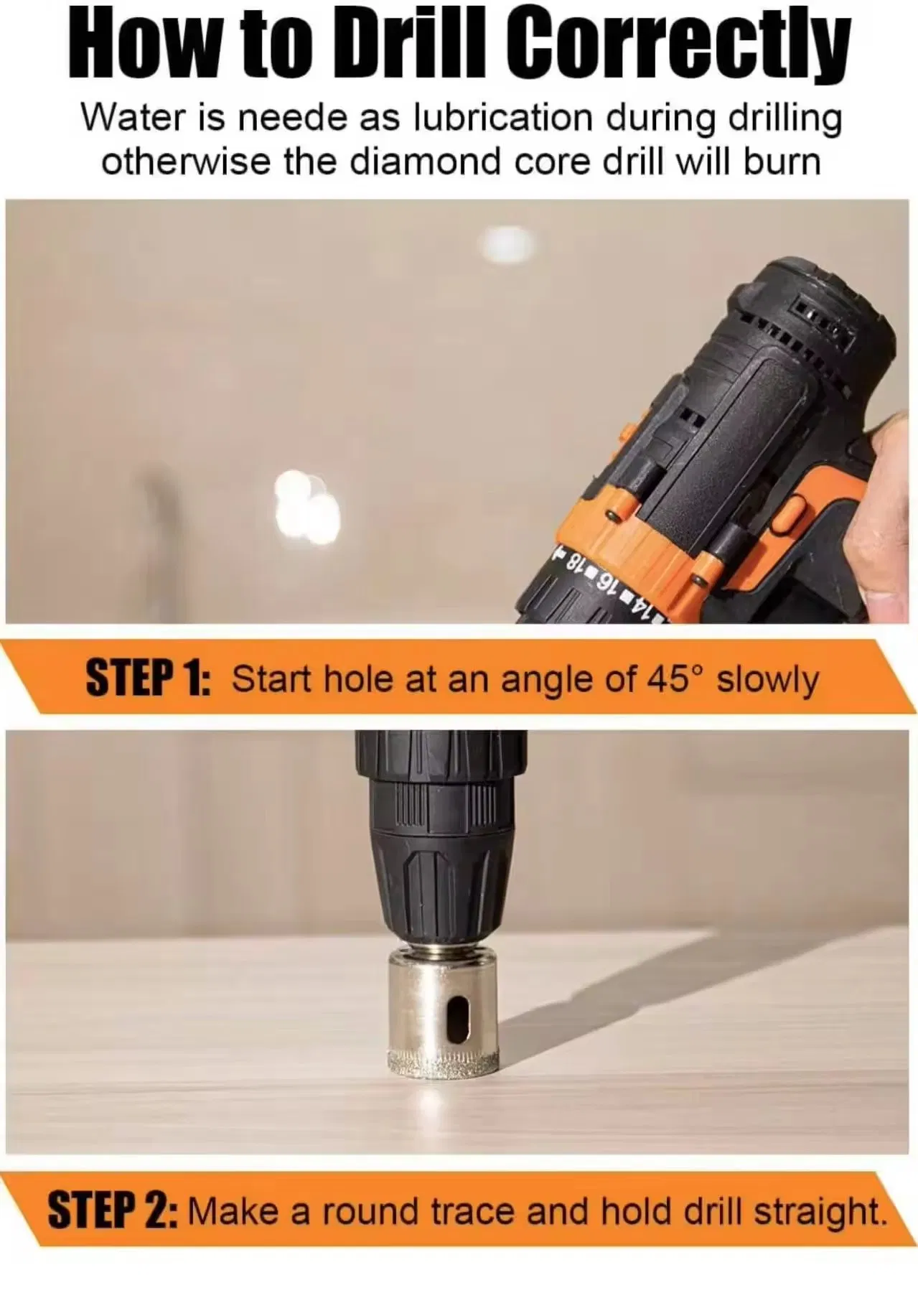 Drill Bits Set Diamond Core Hole Saw for Glass and Ceramic (SCD650ZB)