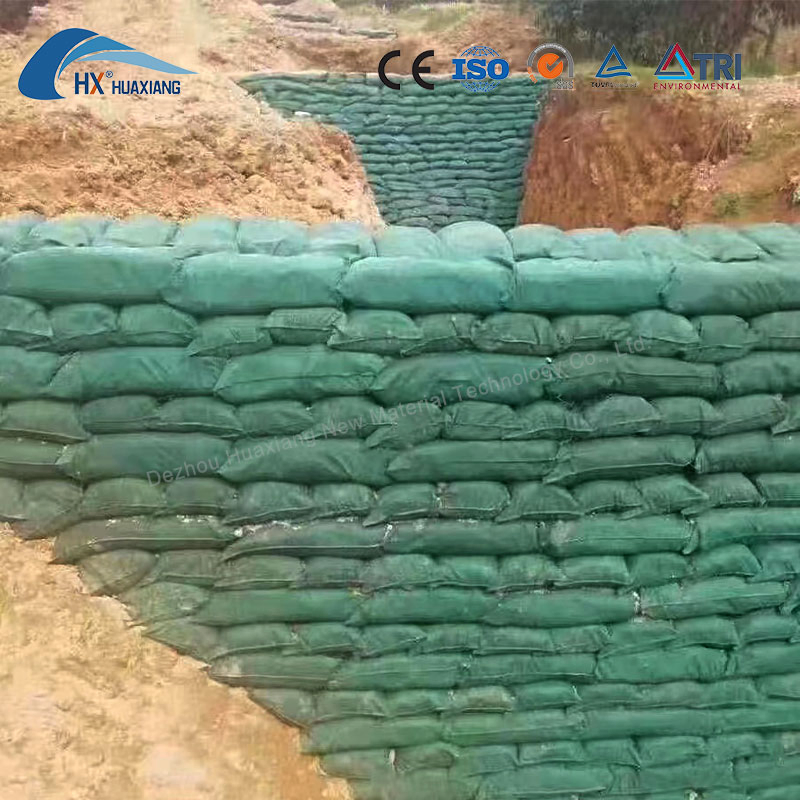 Ecological Geo Bags Woven Geotextile Sand Bag Retaining Wall