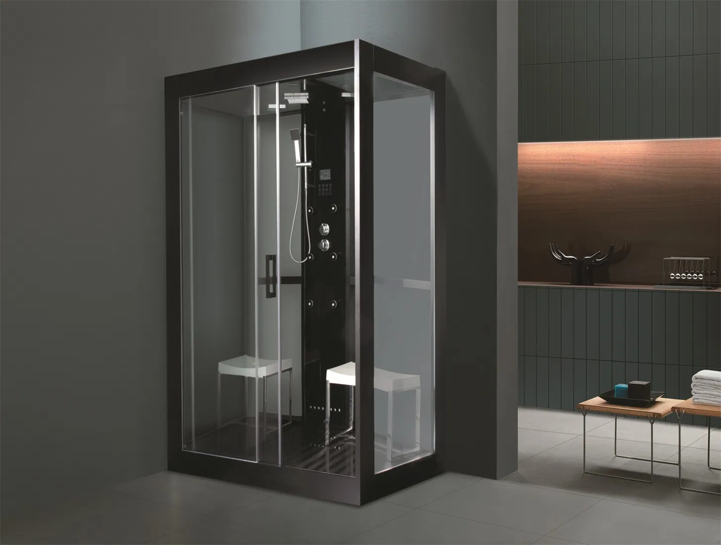 Monalisa Black Round Computerized Shower Room with Steam Sauna (M-8285)