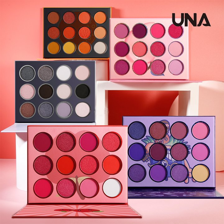 Private Label Makeup Palette Custom High Quality Eyeshadow Glitter Christmas Pink Purple Orange Pallet Eye Shadow