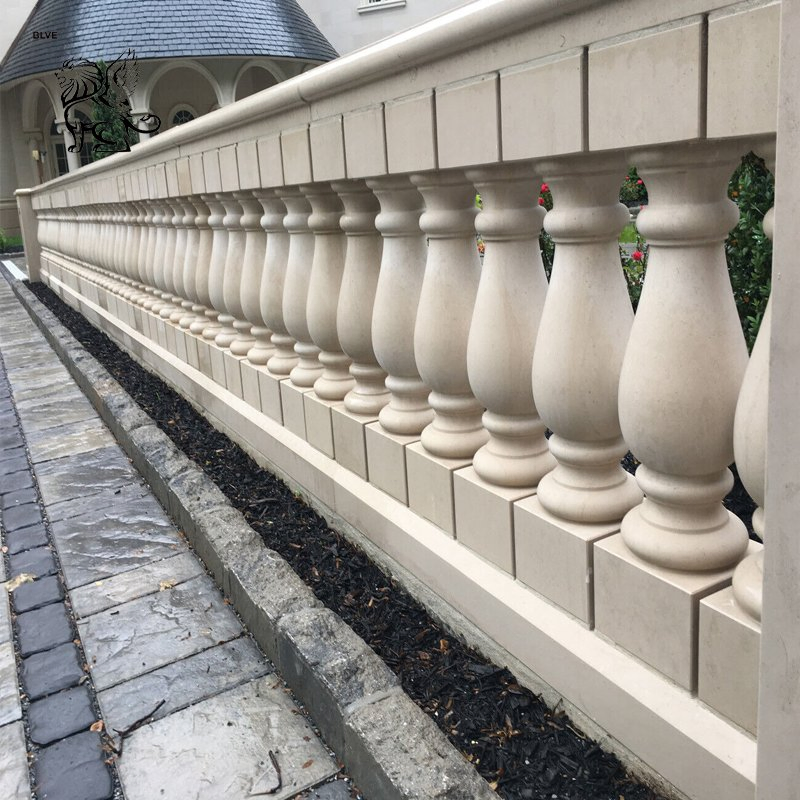 Factory Custom Outdoor French Villa Balcony Railing Design White Marble Roman Balusters Handrail