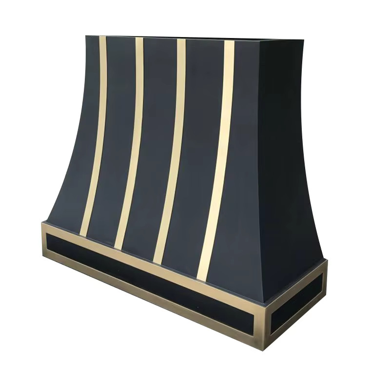 Stainless Steel Custom Black Range Hood Restaurant Kitchen Wall Mount