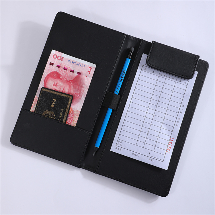 Magnetic PU Leather Office Clipboard Restaurant Hotel Menu Folder Bill Folder