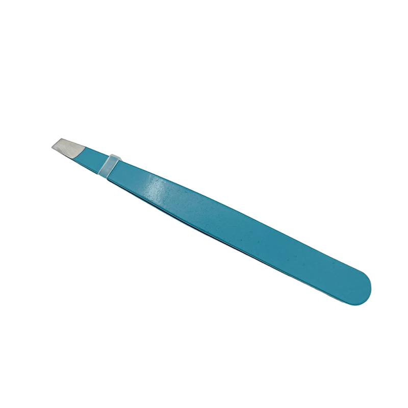 Custom Logo Eyebrow Clips Stainless Steel Slanted Mouth Eyebrow Tweezers