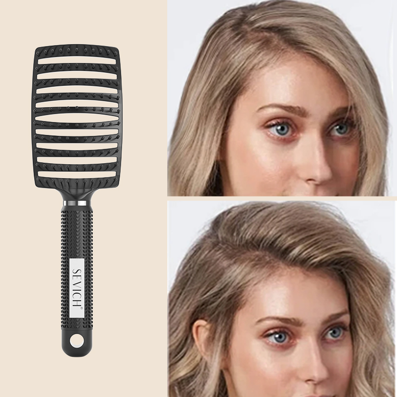 Detangling Hair Brush Factory OEM Soft Handle Wide Tooth Styling Comb Anti Frizz Volume Hair Brush
