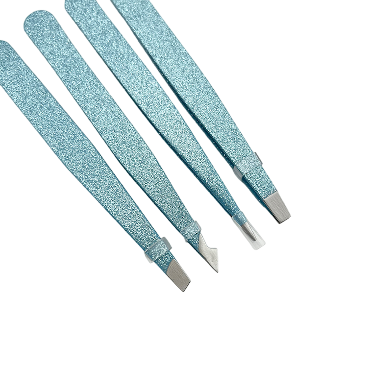 4-Piece Stainless Steel Auxiliary Beauty Makeup Tool Set Includes Eyebrow Clip Tweezers Pull Beard Stick False Eyelashes Tweezers