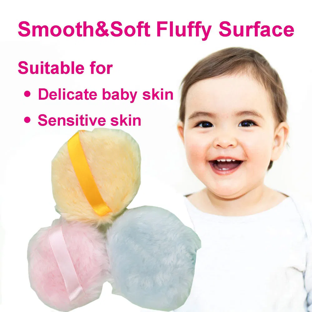 Large Round Fluffy with Ribbon Belt Powder Puff