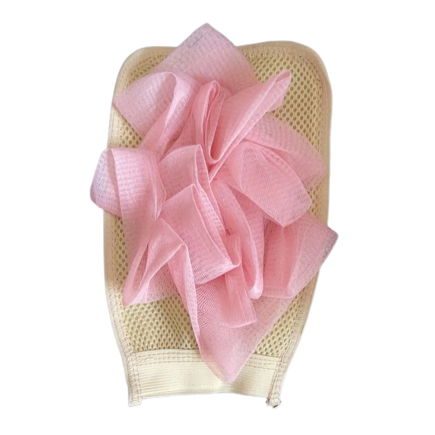 Customized Logo Colorful Bath Glove with Mesh Sponge