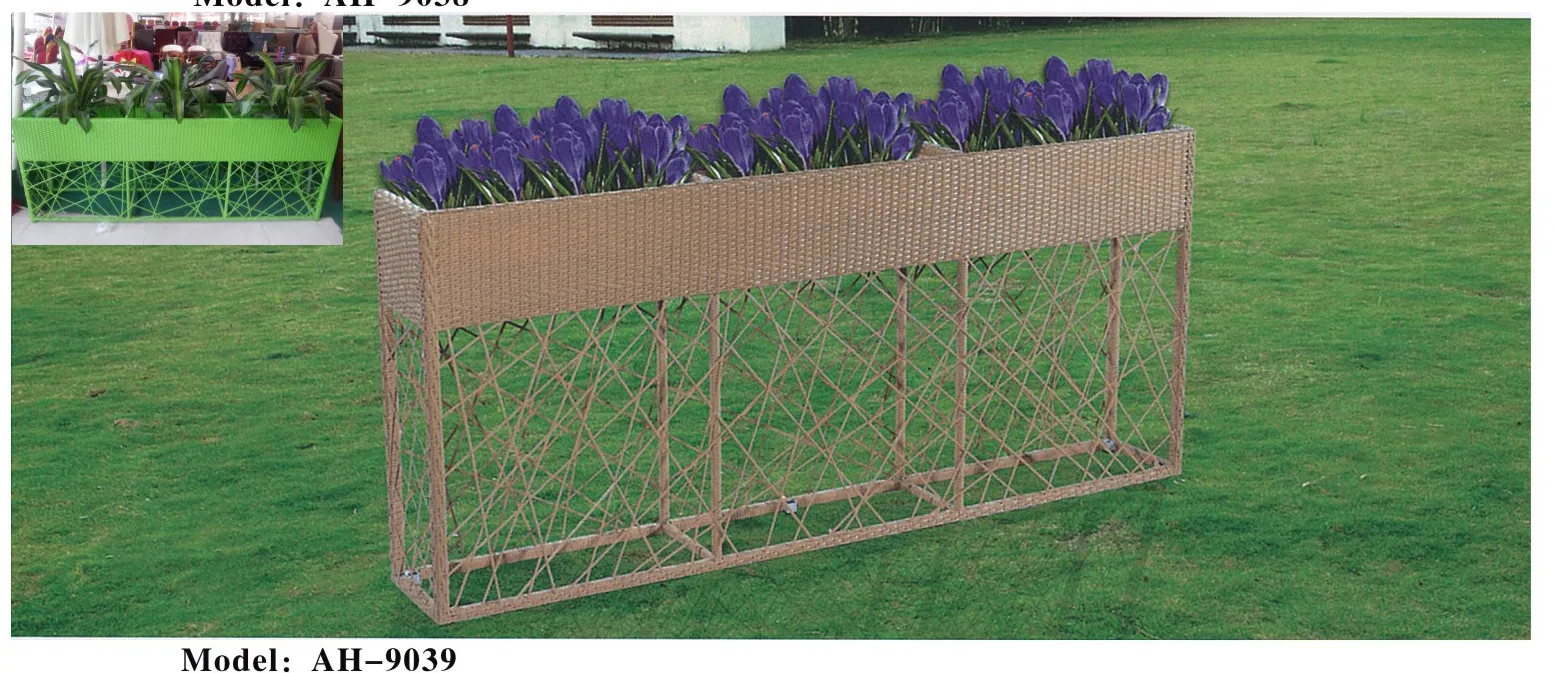 Кашпо прямоугольное из ротанга для цветов, напольное