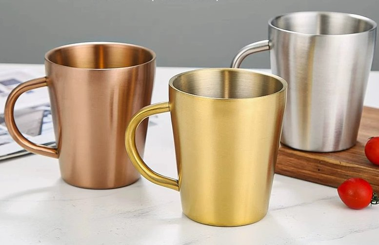 Eco-Friendly 300ml Stainless Steel Silver Gold Customized Beer Coffee Milk Tea Drinking Cup Camping Travel Mug