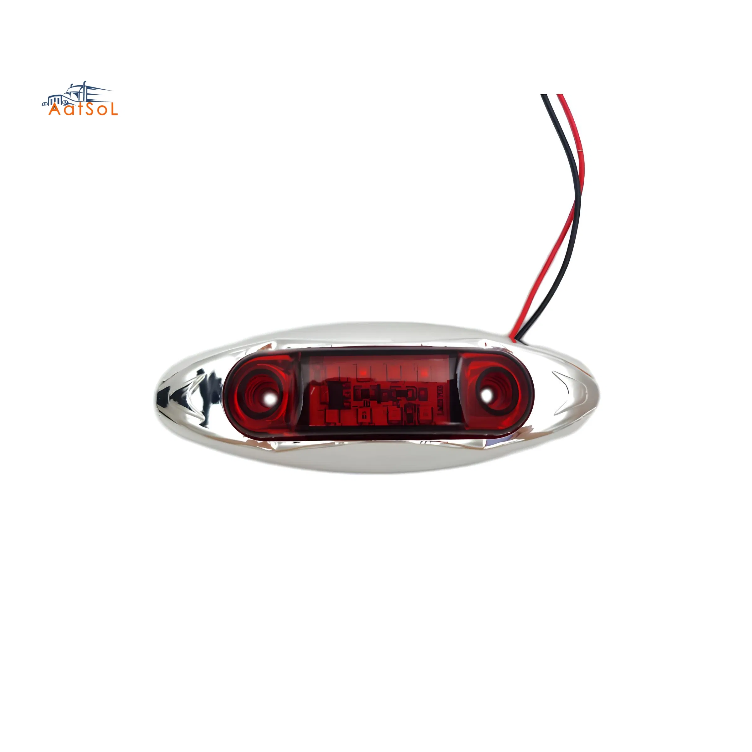 Светодиодный габаритный фонарь 8LED красный хром, 10-30В