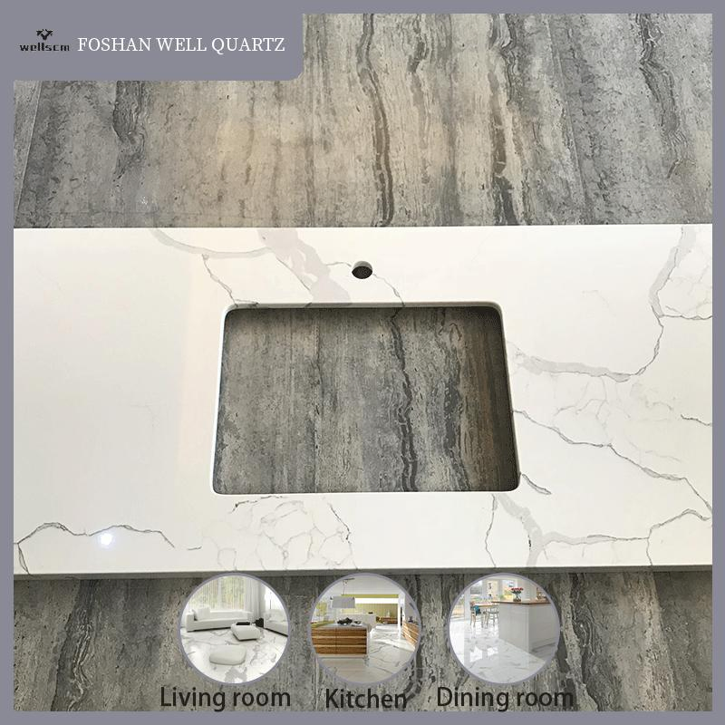 China Supplier CE New Quartz Stone Solid Surface Quartz for Kitchen Countertop or Bar Counter High Quality Building Quartz Material Mesa De Cuarzo Quartz