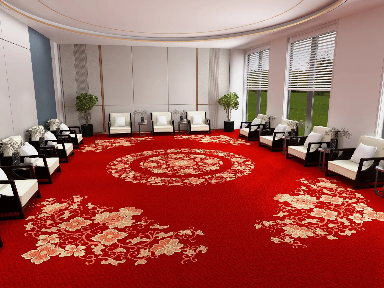 Wholesale Modern Design Luxury Red Hotel Axminster Wall to Wall Floor Red Carpet for Reception Room